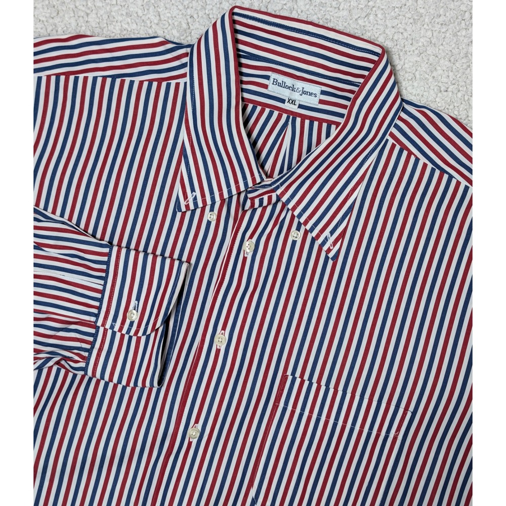 Vintage 90s Bullock & Jones Mens Egyptian Cotton Striped Red White Blue XXL